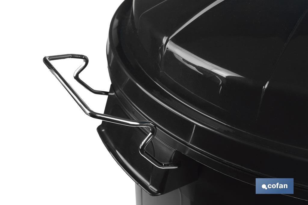 Waste bin with lid and metal handles | Capacity: 100 litres | Material: polypropylene | Black - Cofan