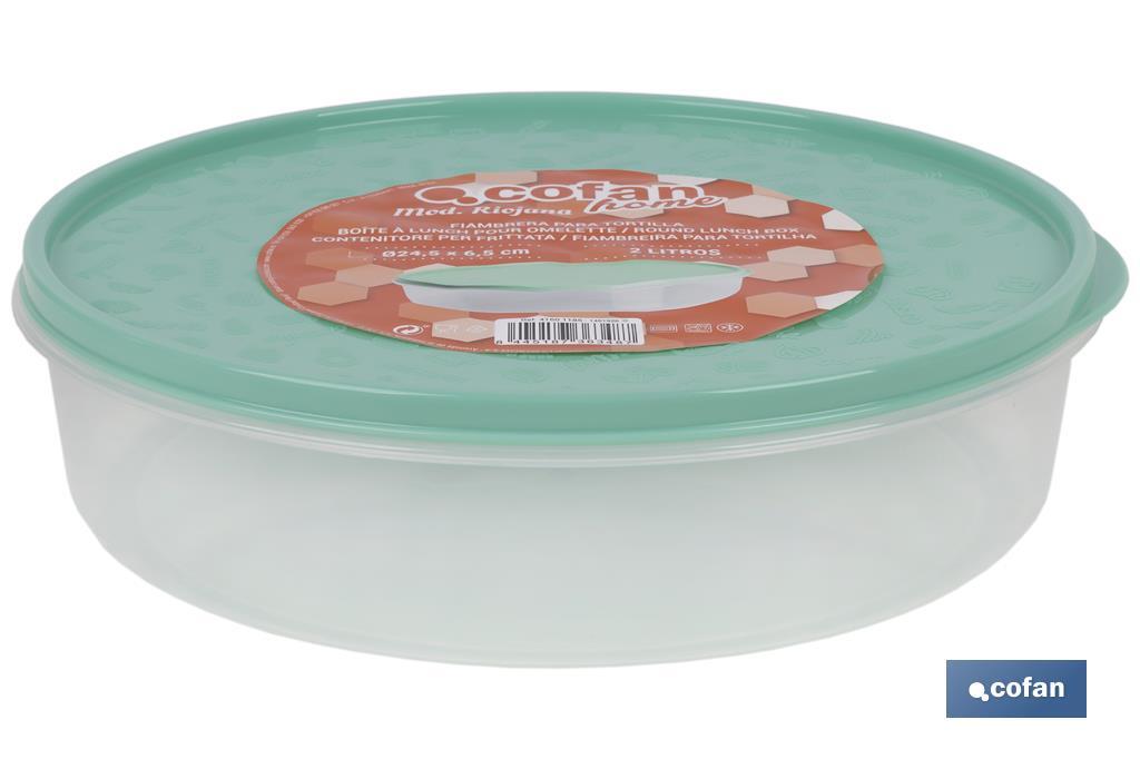 Round lunch box for potato omelette | Available in three colours | Size: 24.5 x 6.5cm - Cofan