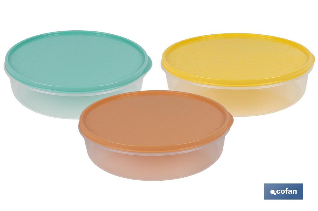 Round lunch box for potato omelette | Available in three colours | Size: 24.5 x 6.5cm - Cofan