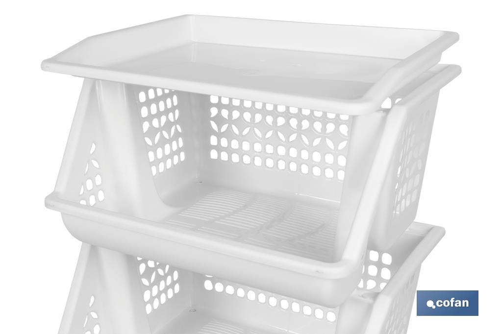 3-tier vegetable rack | White | Size: 62 x 39 x 32cm - Cofan