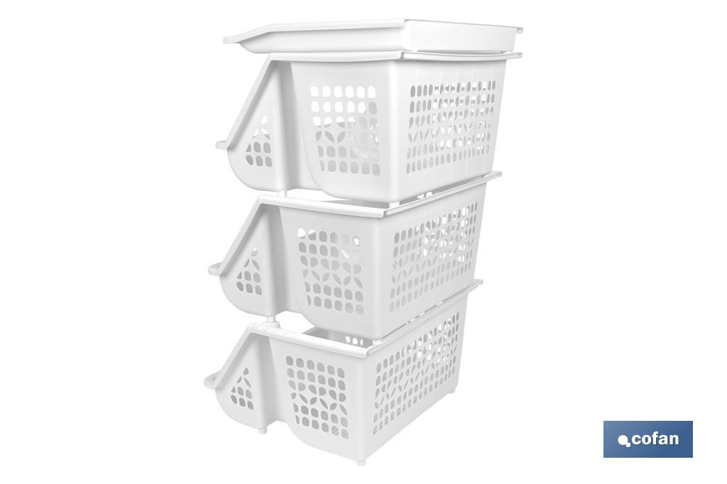 3-tier vegetable rack | White | Size: 62 x 39 x 32cm - Cofan