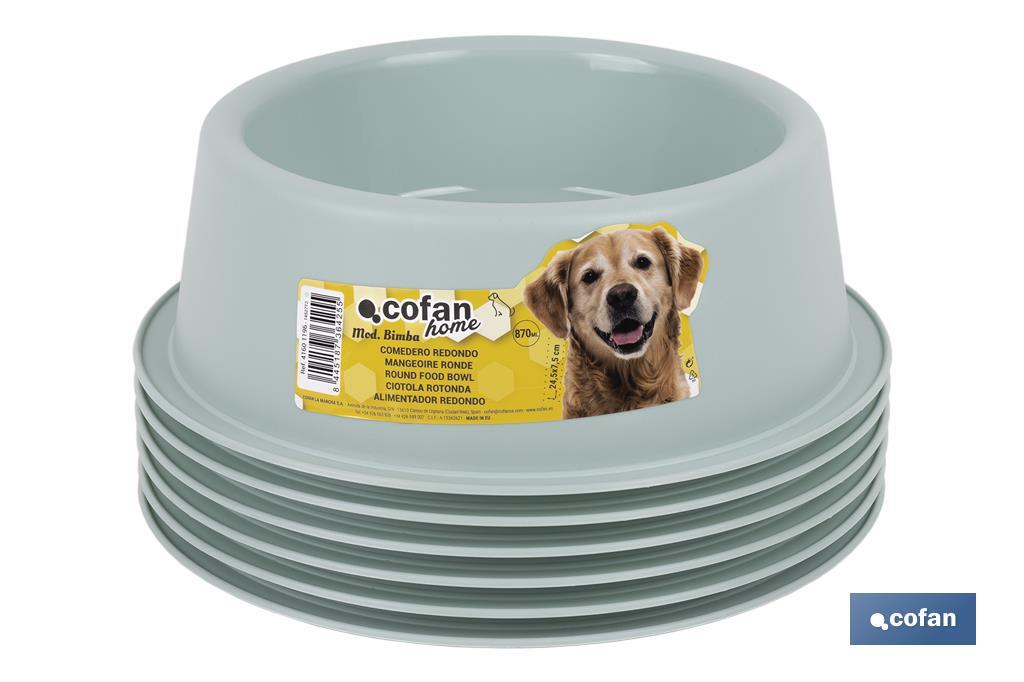 Round food bowl for pets | Available in 2 colours | Size: 24.5 x 7.5cm - Cofan