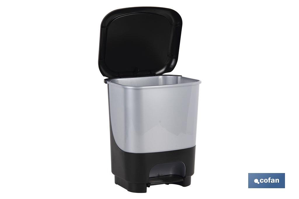 Rigid and Strong Class Pedal Bin PEDAL BIN | 10-litre Capacity | Grey & Black - Cofan