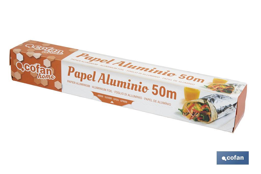 Household aluminium foil roll | Size: 16, 30 or 50m | 30cm width | Box with cutting edge | Non-stick | Multipurpose - Cofan