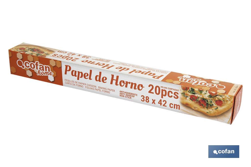 Hojas de Papel para Horno | 20 Unidades | Medidas 38 x 42 cm | Antiadherente | Impermeable - Cofan