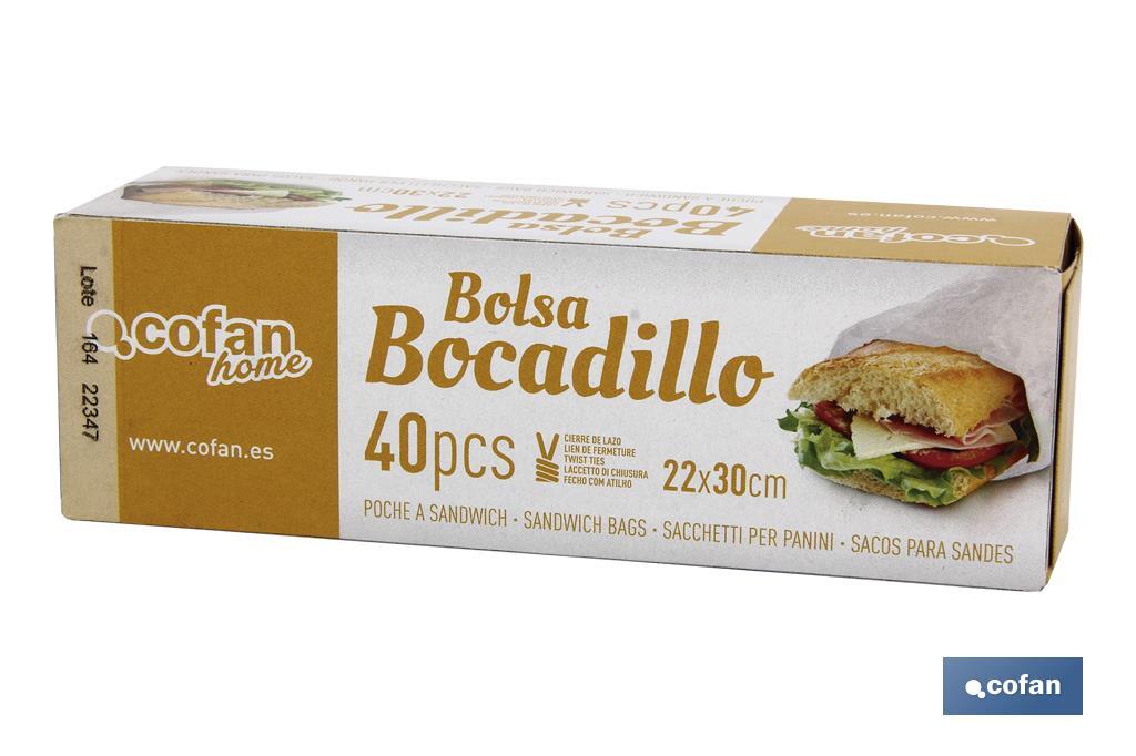 Bolsas para bocadillos/ sándwiches | Fabricadas en polietileno | Caja con 40 unidades - Cofan