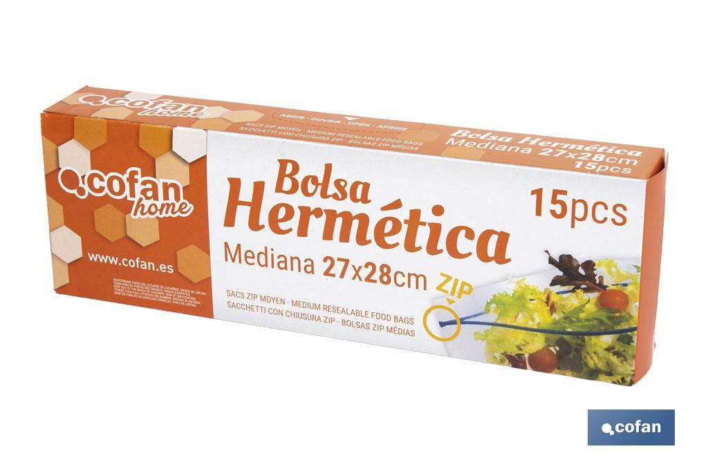 Bolsa Zip Herméticas | Tamaño Mediano | Medida 27 x 28 cm | Caja de 15 Unidades - Cofan