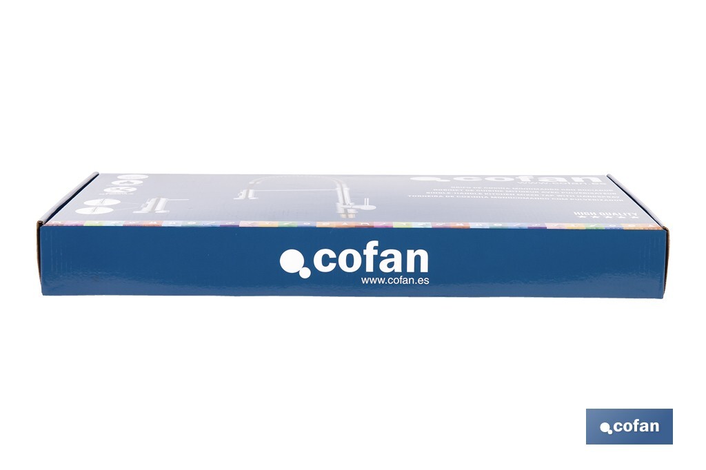 Grifo de cocina monomando con rociador | Caño giratorio 360° | Cuerpo de latón | Medidas: ø5 x 48 x 22 cm | Disponible en acabado cromado - Cofan