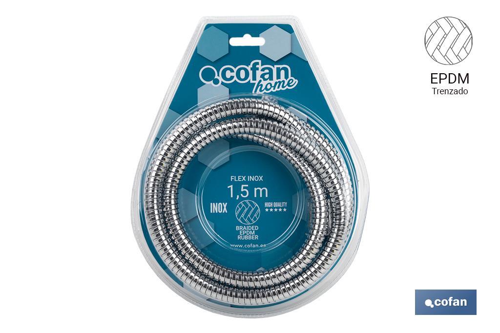 Shower Hose | Stainless | Extensible | Length: 1.5 | Universal Thread of 1/2" | Brass Connectors - Cofan