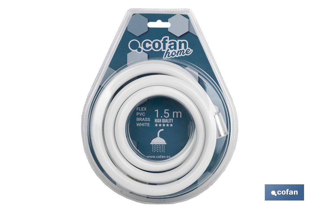 Shower hose | PVC | White | Brass fittings| Length: 1.5 | Universal thread of 1/2" - Cofan