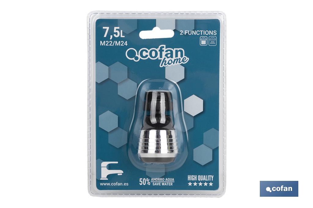 Grifo Borboteado | 2 Funciones | Con Filtro Aireador y Sistema de Ahorro de Agua | Medida 3,8 cm - Cofan