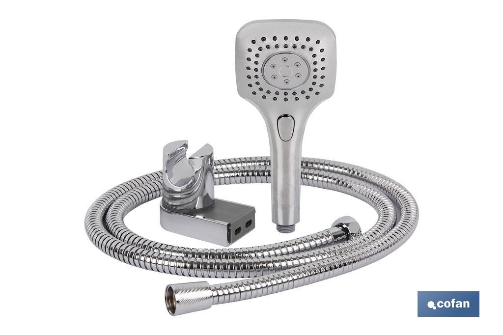 Square shower kit | With 3 spray modes (hand-held shower head + shower hose + bracket) - Cofan