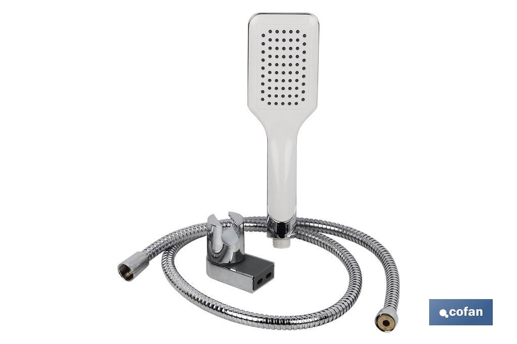 Square shower kit | With 1 spray mode (hand-held shower head + shower hose + bracket) - Cofan