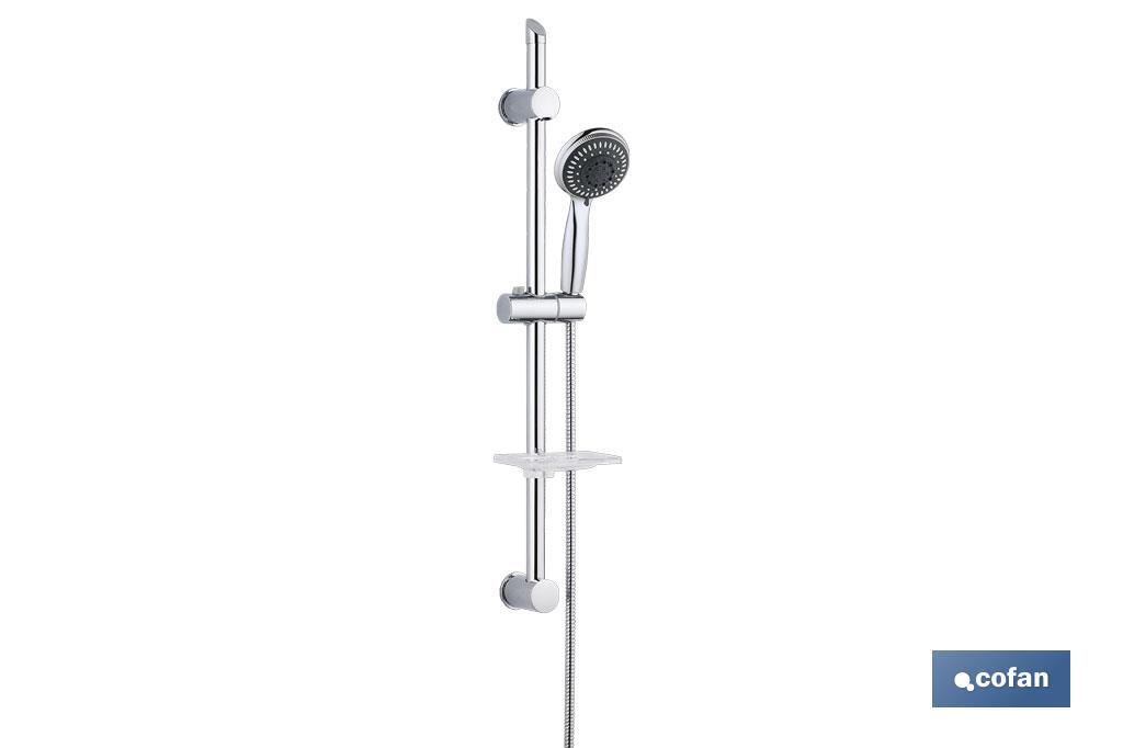 Shower kit with sliding rail | 3 Pieces | 5 spray modes | Chrome-plated ABS - Cofan