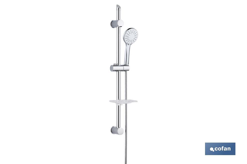 Shower kit with sliding rail | 3 Pieces | 5 spray modes | White | Chrome-plated ABS - Cofan