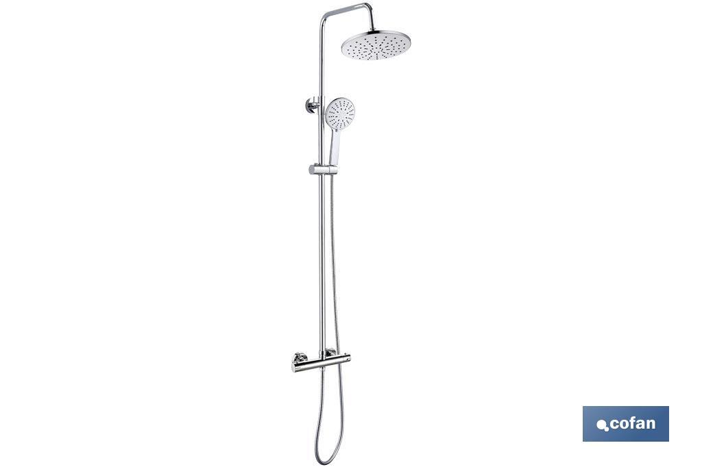 Round shower column | Thermostatic mixer tap with 5 spray modes - Cofan