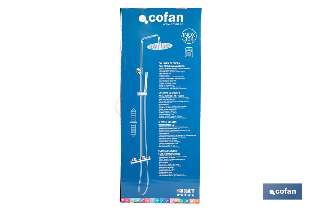 Columna de Ducha con Grifo Monomando Cromado | Con Filtro de Ahorro de Agua - Cofan
