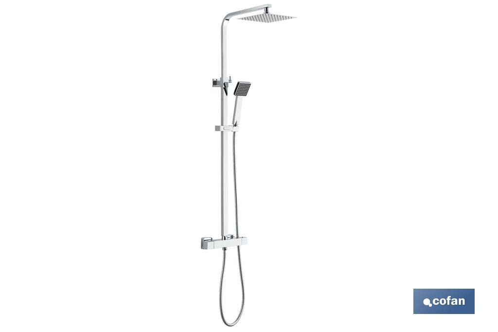 Thermostatic shower column | Square overhead shower head | Adjustable in height - Cofan