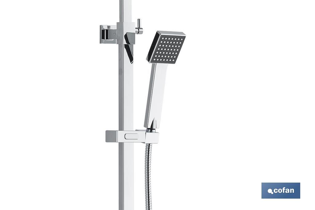 Thermostatic shower column | Square overhead shower head | Adjustable in height - Cofan