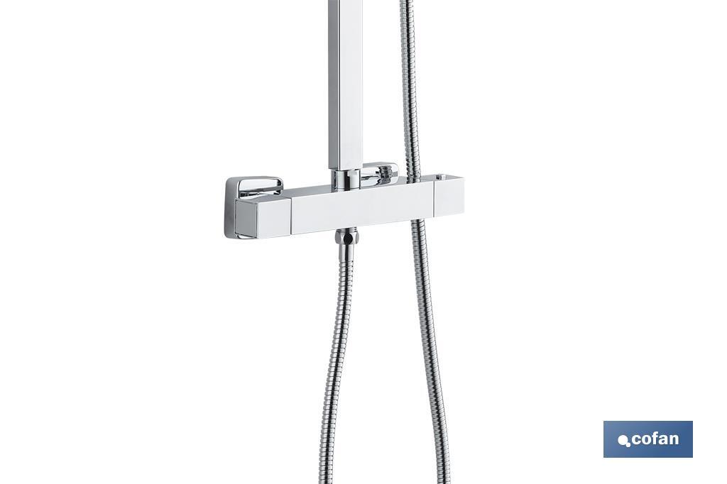 Thermostatic shower column | Square overhead shower head | Adjustable in height - Cofan