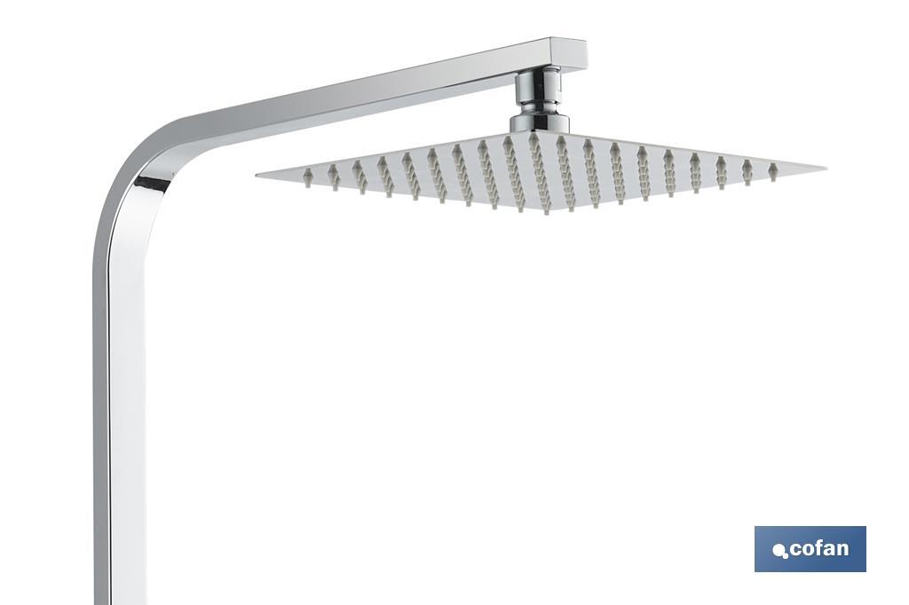 Shower column with single-handle tap | Square overhead shower head | Adjustable in height - Cofan