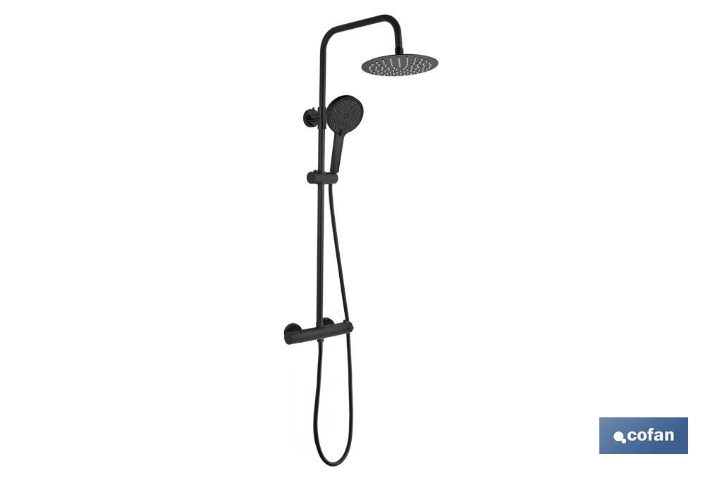 Extensible shower column with thermostatic mixer tap | Bathroom fitting with matt black finish - Cofan