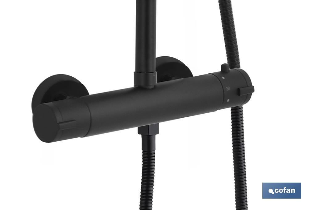 Extensible shower column with thermostatic mixer tap | Bathroom fitting with matt black finish - Cofan