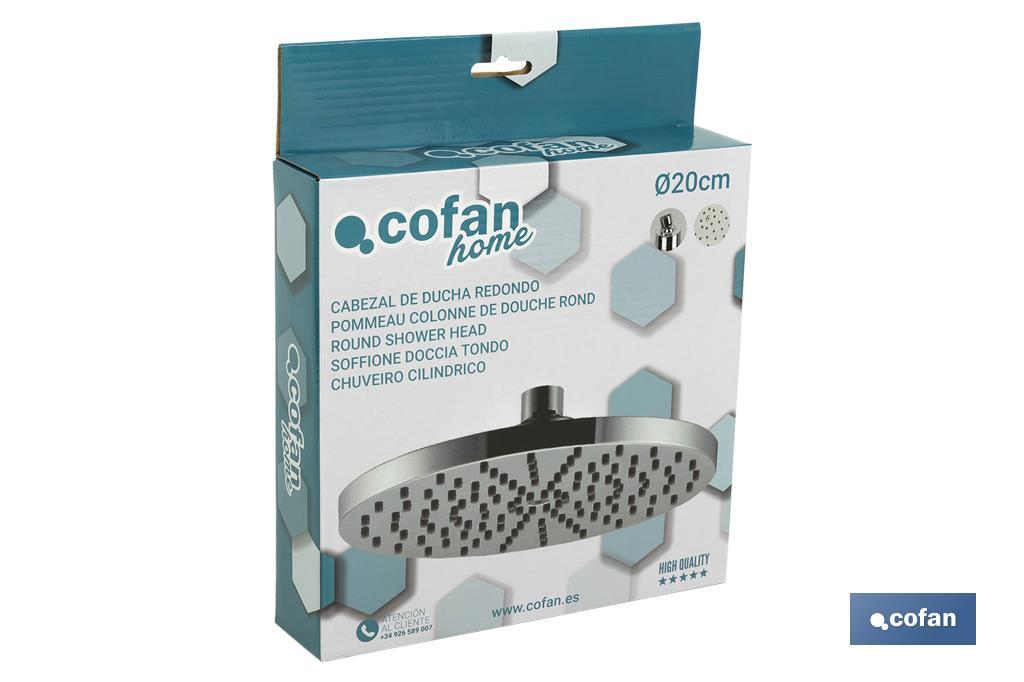 Cabezal de Ducha Redondo | Fabricado en Latón Cromado y ABS | Medida 30 cm - Cofan