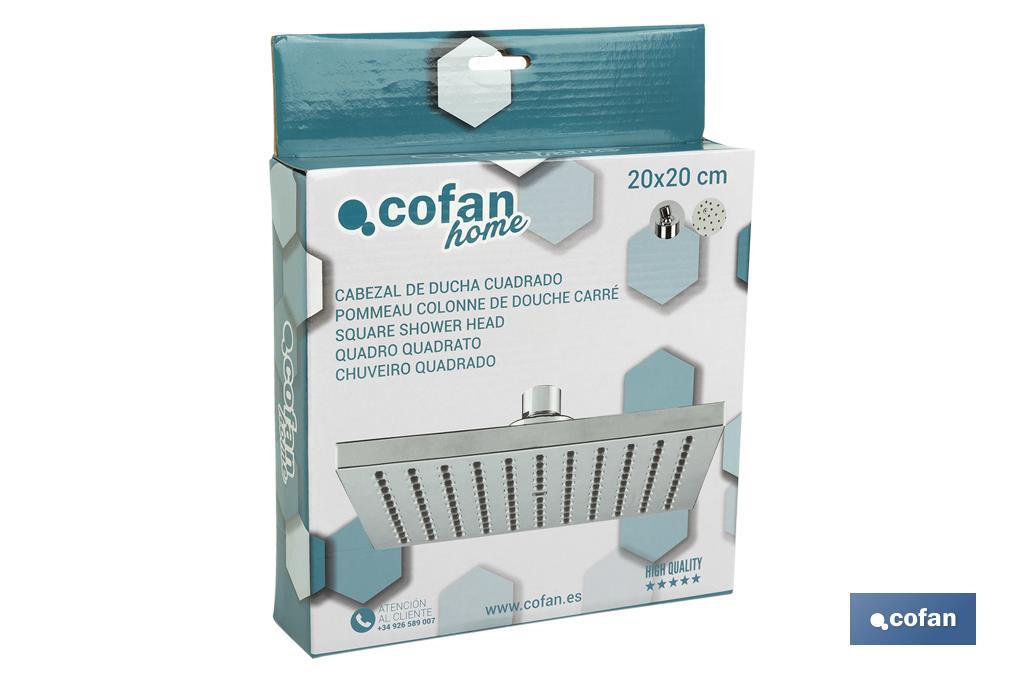 Soffione da doccia quadrato | Realizzato in ottone cromato e ABS | Due dimensioni | Resistente all’ossido - Cofan