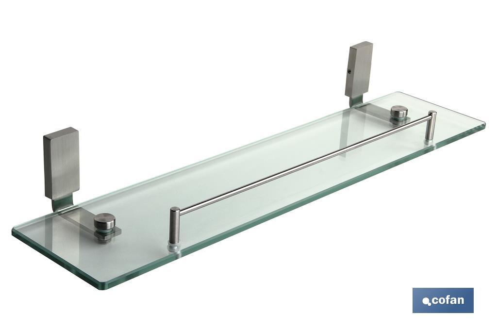304 stainless-steel & glass shelf | Madeira Model | Satin finish | Size: 51,2 x 11,7 x 5,6cm - Cofan