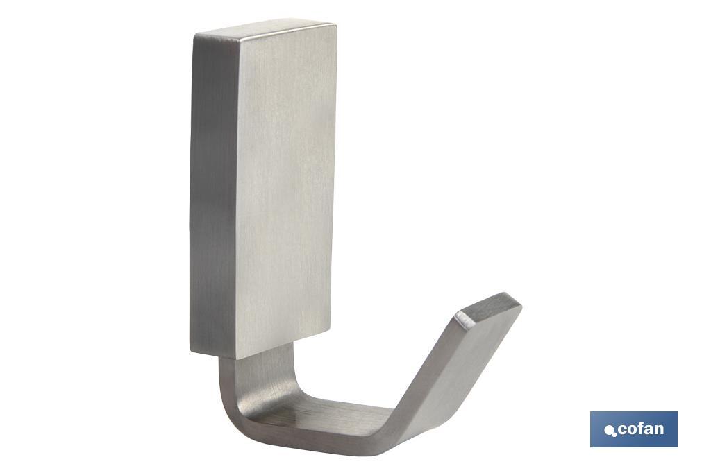 Percha para baño | Modelo Madeira | En Acero Inoxidable 304 Satinado | Medida 8 x 7 x 7 cm - Cofan