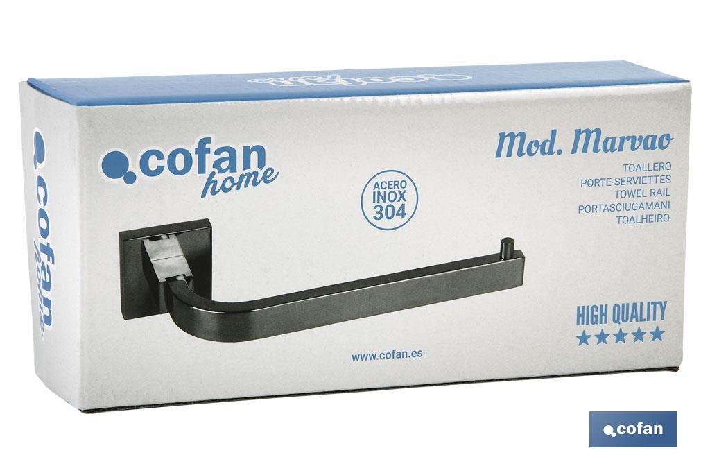 Toallero de Acero Inoxidable 304 Satinado | Modelo Marvao | Medida 24,7 x 8,3 x 5,3 cm - Cofan