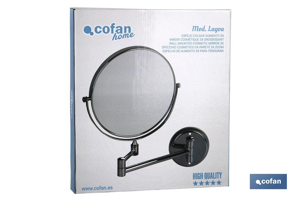 Round Cosmetic Mirror 3X, Lagoa Model - Cofan