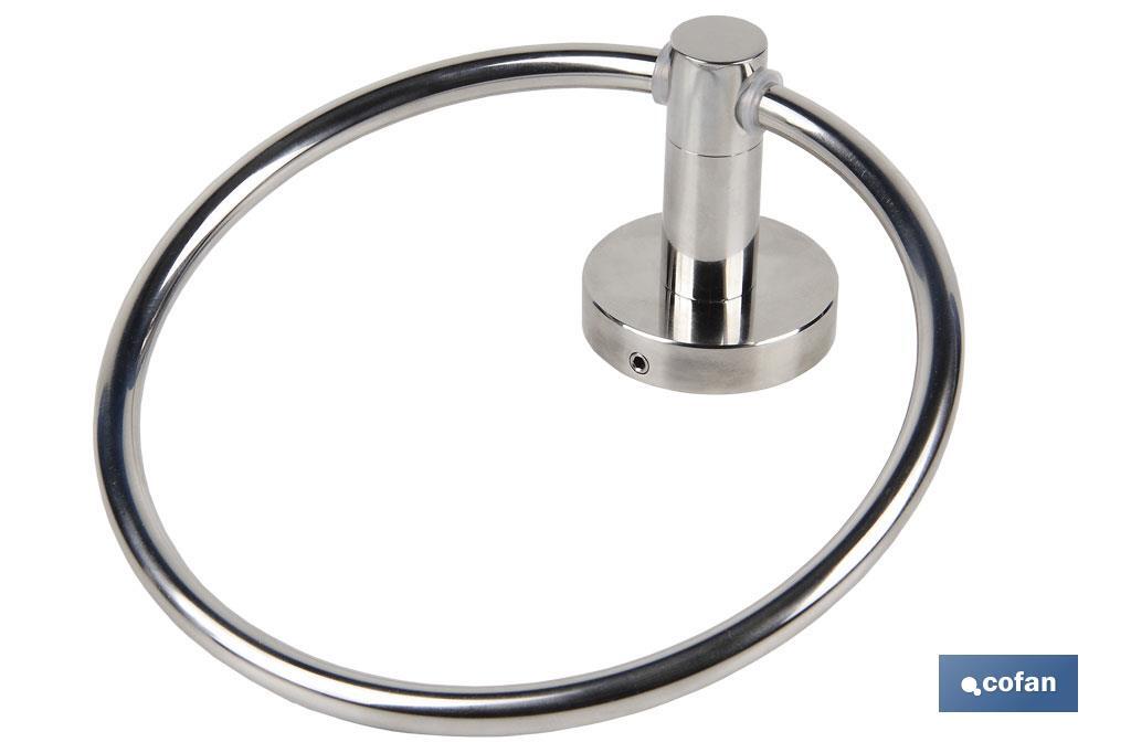 304 stainless-steel towel ring | Polished finish | Lagoa Model | Size: 17 x 14.2 x 6.5cm - Cofan