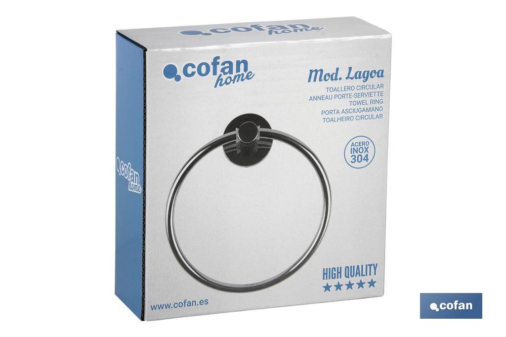 304 stainless-steel towel ring | Polished finish | Lagoa Model | Size: 17 x 14.2 x 6.5cm - Cofan