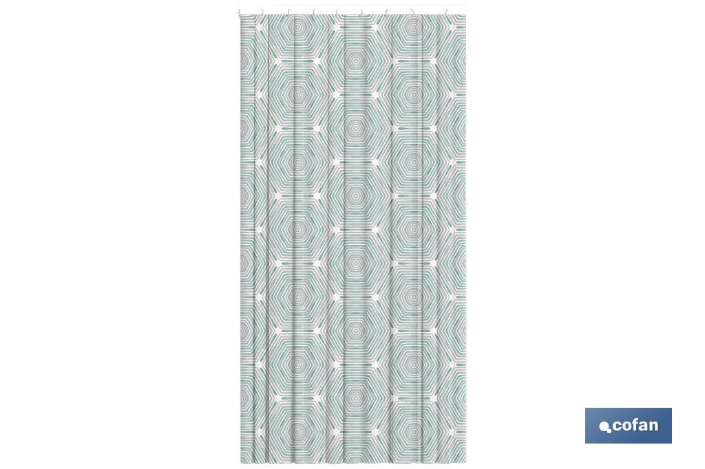 Waterproof shower curtain with geometric print | Available in different sizes | Curtain rings included  - Cofan