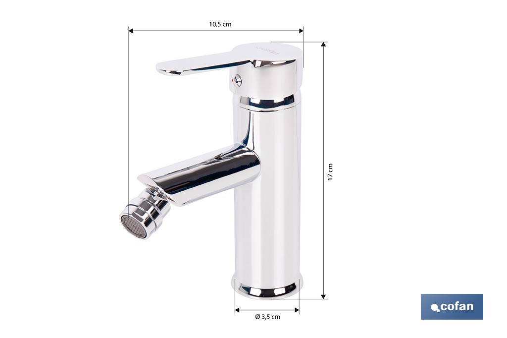 Grifo monomando para bidé con acabado cromado | Incluye latiguillos de acero inoxidable | Gama Évian - Cofan