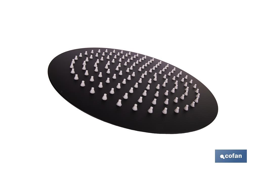 Cabezal de ducha redondo orientable | Diseño extrafino | Tecnología antical | Medidas: Ø24,5 cm | Disponible en acabado negro mate y en acero inoxidable - Cofan
