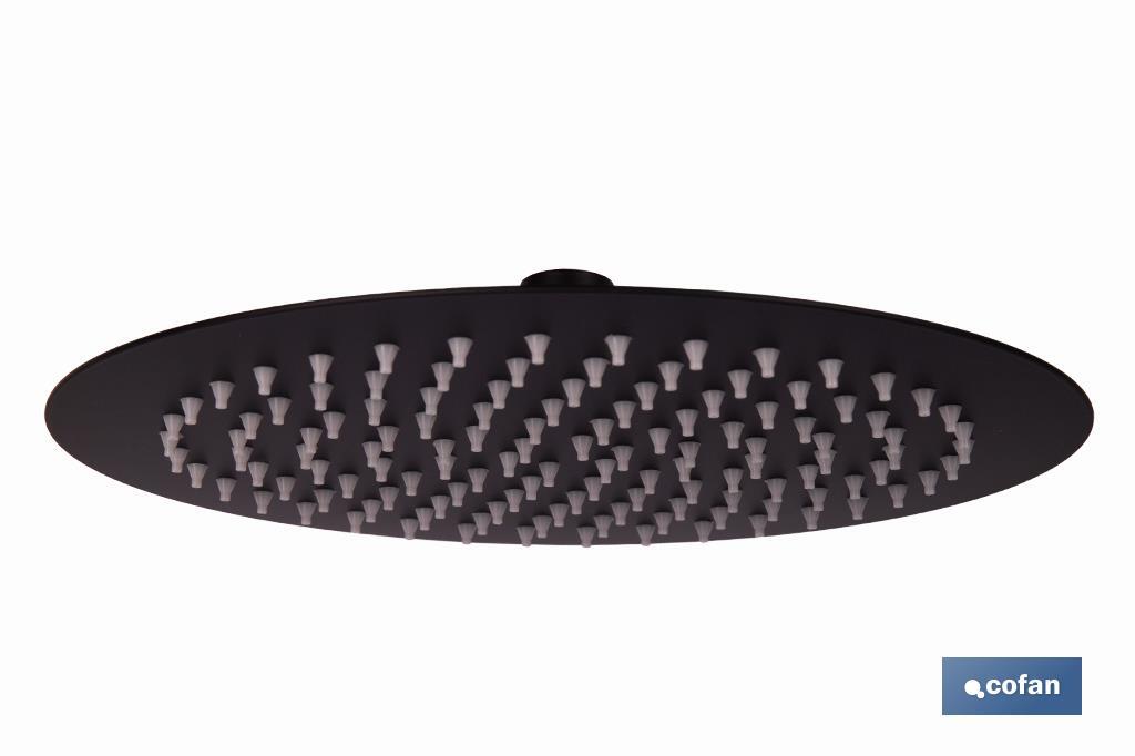 Cabezal de ducha redondo orientable | Diseño extrafino | Tecnología antical | Medidas: Ø24,5 cm | Disponible en acabado negro mate y en acero inoxidable - Cofan