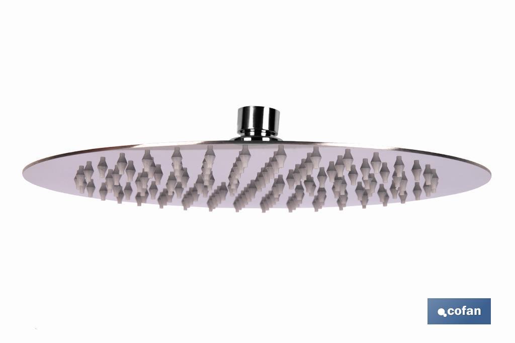 Cabezal de ducha redondo orientable | Diseño extrafino | Tecnología antical | Medidas: Ø24,5 cm | Disponible en acabado negro mate y en acero inoxidable - Cofan