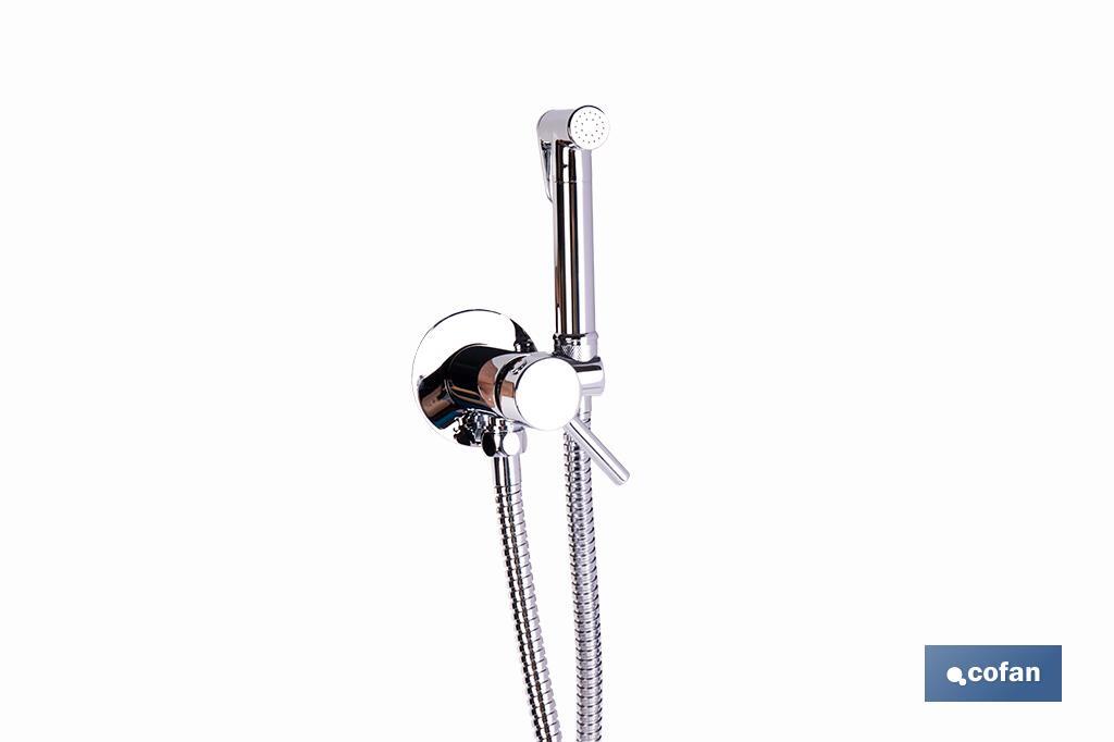 Ducha higiénica para inodoro | Grifo de bidé empotrado | Agua fría y caliente | Manguera incluida | Disponible en acabado negro y cromado - Cofan