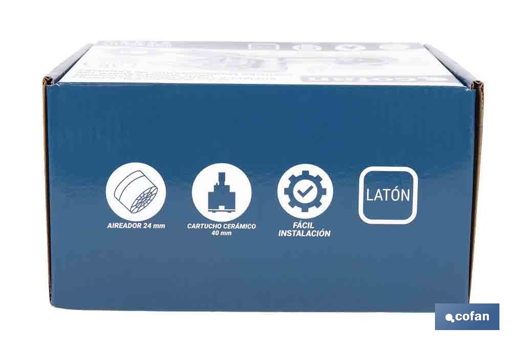 Grifo monomando para bañera con acabado cromado | Incluye excéntricas, embellecedores y cartucho cerámico de 40 mm - Cofan