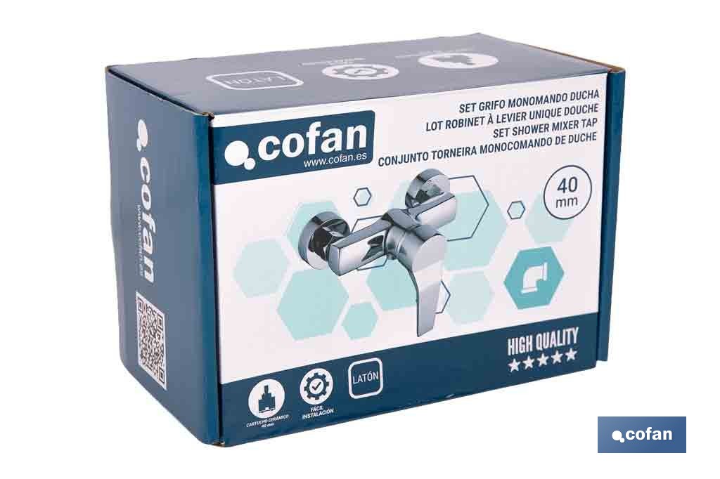 Grifo monomando para bañera con acabado cromado | Incluye excéntricas, embellecedores y cartucho cerámico de 40 mm - Cofan