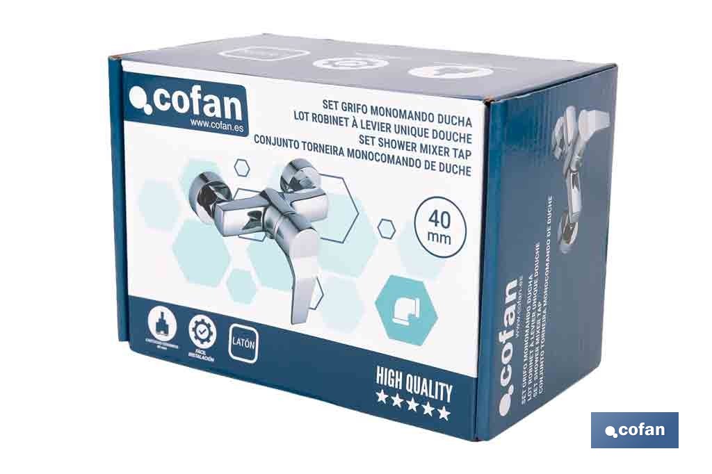Grifo monomando para bañera con acabado cromado | Incluye excéntricas, embellecedores y cartucho cerámico de 40 mm - Cofan
