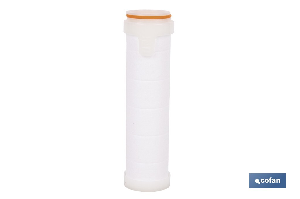 Pack de 4 filtros de repuesto para mango de ducha | Filtración multicapa | Suaviza el agua dura y elimina impurezas | Medidas: 9,5 x 2,6 cm - Cofan