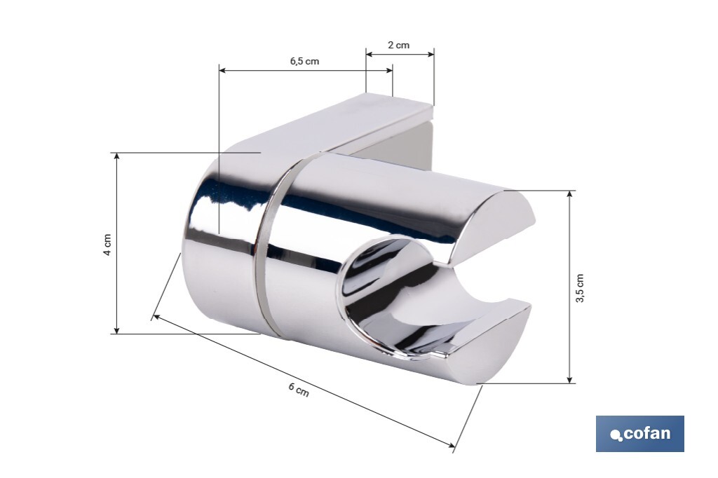 Soporte de ducha para pared | Material: ABS resistente | Soporte ajustable | Disponible en acabado cromado - Cofan