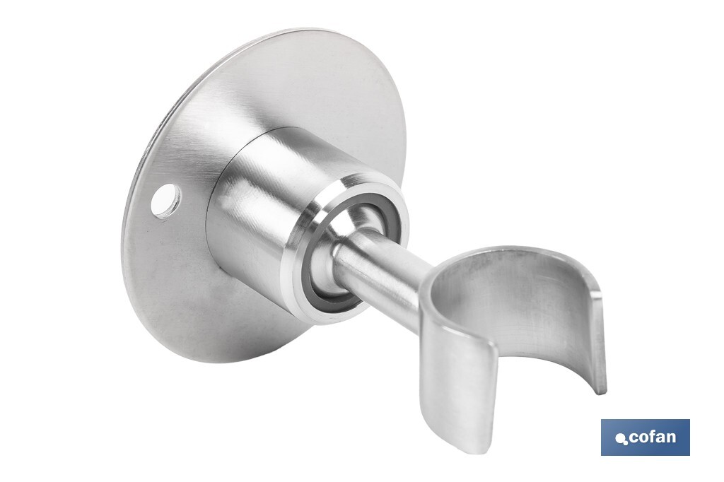 Soporte de ducha para pared | Material: acero inoxidable | Diámetro: 5,5 cm | Fácil instalación | Disponible en dos acabados diferentes - Cofan
