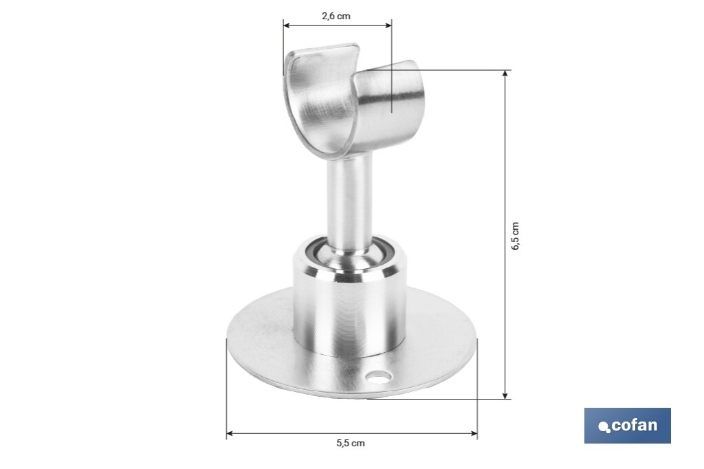 Soporte de ducha para pared | Material: acero inoxidable | Diámetro: 5,5 cm | Fácil instalación | Disponible en dos acabados diferentes - Cofan