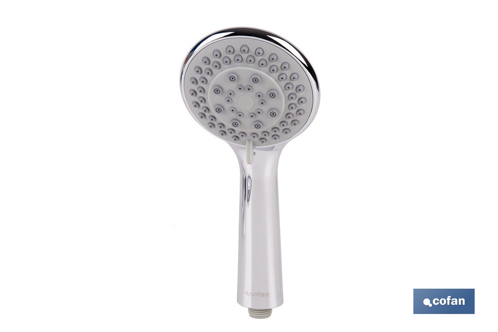 Set de grifo monomando para ducha con acabado cromado, con soporte, flexo mango de ducha, latiguillos y cartucho cerámico de 40 mm | Gama Ölfus - Cofan