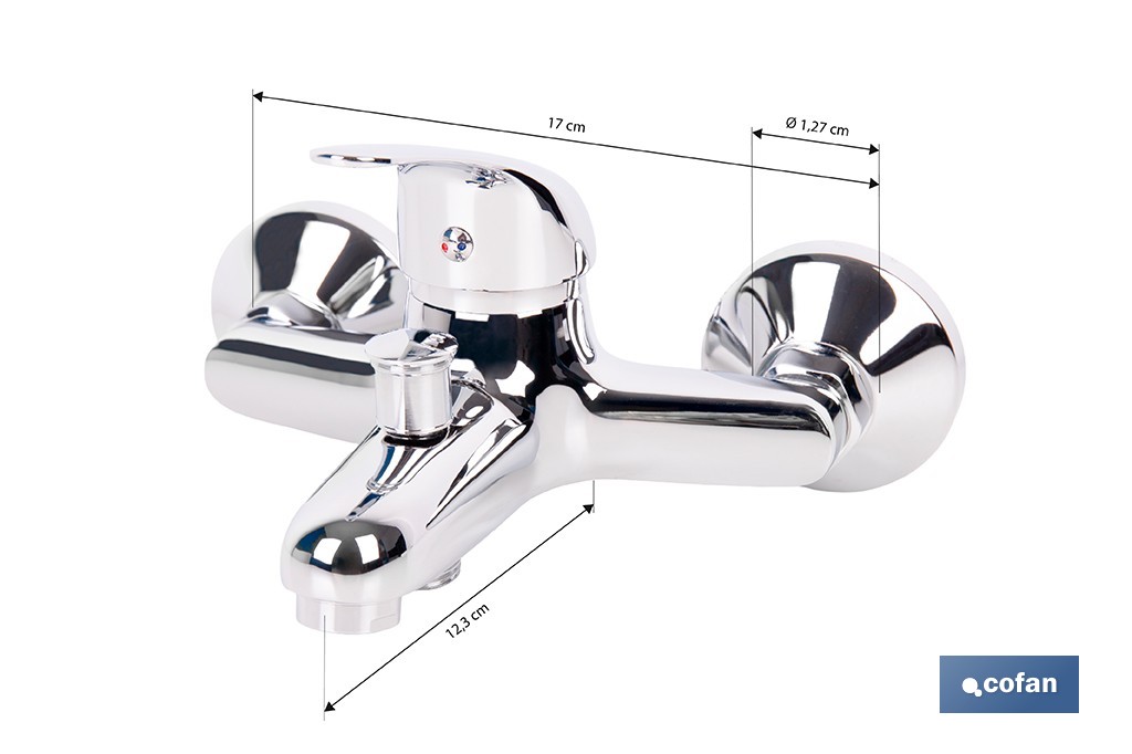 Grifo monomando para bañera con acabado cromado | Incluye cartucho cerámico de 40 mm | Gama Ölfus - Cofan